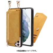 LOOF SHOULDER-FLIP Galaxy S21+ 5G 用 背面型スマホショルダーケース ロングストラップ&カードポケット付き ゴールデンイエロー WORK54GX-YL-GS21P
