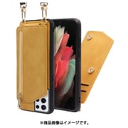 LOOF SHOULDER-FLIP Galaxy S21 Ultra 5G 用 背面型スマホショルダーケース ロングストラップ&カードポケット付き ゴールデンイエロー WORK54GX-YL-GS21U