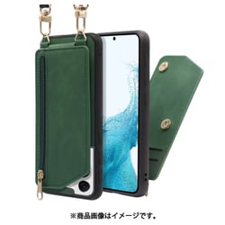 LOOF SHOULDER-FLIP Galaxy S22 用 背面型スマホショルダーケース ロングストラップ＆カードポケット付き オリーブグリーン WORK54GX-GN-GS22