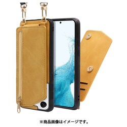 LOOF SHOULDER-FLIP Galaxy S22 用 背面型スマホショルダーケース ロングストラップ＆カードポケット付き ゴールデンイエロー WORK54GX-YL-GS22