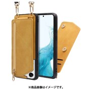 LOOF SHOULDER-FLIP Galaxy S22 用 背面型スマホショルダーケース ロングストラップ&カードポケット付き ゴールデンイエロー WORK54GX-YL-GS22