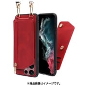 LOOF SHOULDER-FLIP Galaxy S22 Ultra 用 背面型スマホショルダーケース ロングストラップ&カードポケット付き ロイヤルレッド WORK54GX-RD-GS22U
