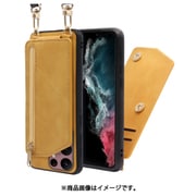 LOOF SHOULDER-FLIP Galaxy S22 Ultra 用 背面型スマホショルダーケース ロングストラップ&カードポケット付き ゴールデンイエロー WORK54GX-YL-GS22U