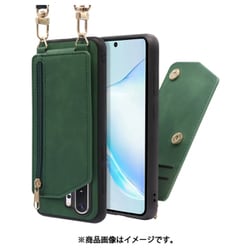 LOOF SHOULDER-FLIP Galaxy Note10＋ 用 背面型スマホショルダーケース ロングストラップ＆カードポケット付き オリーブグリーン WORK54GX-GN-N10P
