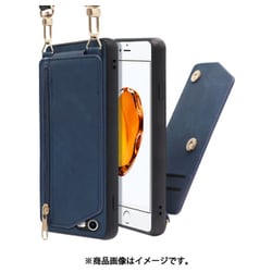 WORK54IP-BU-7 [LOOF SHOULDER-FLIP iPhone 7/8/SE（2/3） 用 背面型スマホショルダーケース ロングストラップ＆カードポケット付き クラシックブルー]