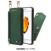 WORK54IP-GN-7 [LOOF SHOULDER-FLIP iPhone 7/8/SE（2/3） 用 背面型スマホショルダーケース ロングストラップ＆カードポケット付き オリーブグリーン]
