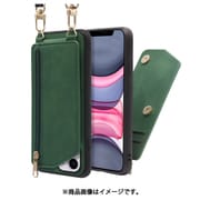 WORK54IP-GN-11 [LOOF SHOULDER-FLIP iPhone 11 用 背面型スマホショルダーケース ロングストラップ＆カードポケット付き オリーブグリーン]
