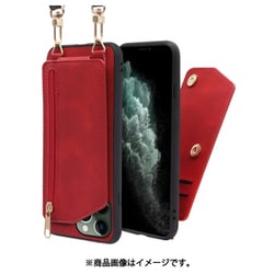 WORK54IP-RD-11PM [LOOF SHOULDER-FLIP iPhone 11 Pro Max 用 背面型スマホショルダーケース ロングストラップ＆カードポケット付き ロイヤルレッド]