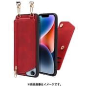 WORK54IP-RD-IP14 [LOOF SHOULDER-FLIP iPhone 14 用 背面型スマホショルダーケース ロングストラップ＆カードポケット付き ロイヤルレッド]