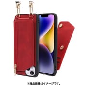 WORK54IP-RD-IP14PS [LOOF SHOULDER-FLIP iPhone 14 Plus 用 背面型スマホショルダーケース ロングストラップ＆カードポケット付き ロイヤルレッド]