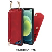 WORK54IP-RD-IP2061 [LOOF SHOULDER-FLIP iPhone 12/12 Pro 用 背面型スマホショルダーケース ロングストラップ＆カードポケット付き ロイヤルレッド]