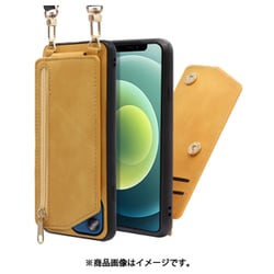 WORK54IP-YL-IP2061 [LOOF SHOULDER-FLIP iPhone 12/12 Pro 用 背面型スマホショルダーケース ロングストラップ＆カードポケット付き ゴールデンイエロー]