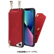 WORK54IP-RD-IP21TR61 [LOOF SHOULDER-FLIP iPhone 13 用 背面型スマホショルダーケース ロングストラップ＆カードポケット付き ロイヤルレッド]