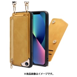 WORK54IP-YL-IP21TR61 [LOOF SHOULDER-FLIP iPhone 13 用 背面型スマホショルダーケース ロングストラップ＆カードポケット付き ゴールデンイエロー]