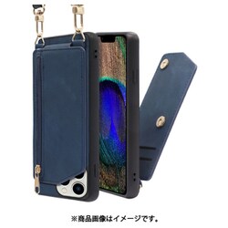 WORK54IP-BU-IP21TR67 [LOOF SHOULDER-FLIP iPhone 13 Pro Max 用 背面型スマホショルダーケース ロングストラップ＆カードポケット付き クラシックブルー]