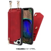 WORK54IP-RD-IP21TR67 [LOOF SHOULDER-FLIP iPhone 13 Pro Max 用 背面型スマホショルダーケース ロングストラップ＆カードポケット付き ロイヤルレッド]