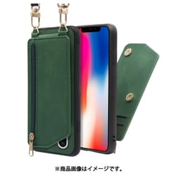 WORK54IP-GN-X [LOOF SHOULDER-FLIP iPhone X/XS 用 背面型スマホショルダーケース ロングストラップ＆カードポケット付き オリーブグリーン]