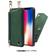 WORK54IP-GN-X [LOOF SHOULDER-FLIP iPhone X/XS 用 背面型スマホショルダーケース ロングストラップ＆カードポケット付き オリーブグリーン]
