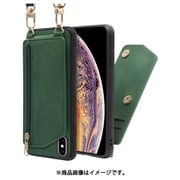 WORK54IP-GN-XSM [LOOF SHOULDER-FLIP iPhone XS Max 用 背面型スマホショルダーケース ロングストラップ＆カードポケット付き オリーブグリーン]