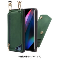 WORK54OPP-GN-OFDX3P [LOOF SHOULDER-FLIP OPPO Find X3 Pro 用 背面型スマホショルダーケース ロングストラップ＆カードポケット付き オリーブグリーン]