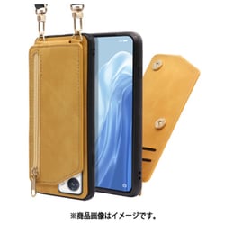 WORK54OPP-YL-ORENO7A [LOOF SHOULDER-FLIP OPPO Reno7 A 用 背面型スマホショルダーケース ロングストラップ＆カードポケット付き ゴールデンイエロー]