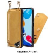 WORK54XMI-YL-MIRDN11 [LOOF SHOULDER-FLIP Xiaomi Redmi Note 11 用 背面型スマホショルダーケース ロングストラップ＆カードポケット付き ゴールデンイエロー]