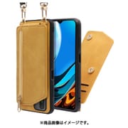 WORK54XMI-YL-XRD9T [LOOF SHOULDER-FLIP Xiaomi Redmi 9T 用 背面型スマホショルダーケース ロングストラップ＆カードポケット付き ゴールデンイエロー]