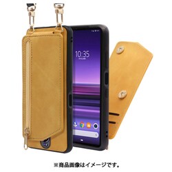 LOOF SHOULDER-FLIP Xperia 1 用 背面型スマホショルダーケース ロングストラップ＆カードポケット付き ゴールデンイエロー WORK54XP-YL-SXP1