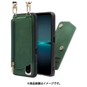 WORK54XP-GN-SXP1V4 [LOOF SHOULDER-FLIP Xperia 1 IV 用 背面型スマホショルダーケース ロングストラップ＆カードポケット付き オリーブグリーン]