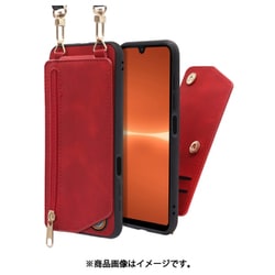 WORK54XP-RD-XACE3 [LOOF SHOULDER-FLIP Xperia Ace III 用 背面型スマホショルダーケース ロングストラップ＆カードポケット付き ロイヤルレッド]