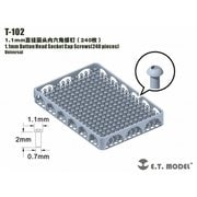 T-102 汎用 1.1mm径 六角穴付きボタンボルト 240個入 [ディテールアップパーツ]