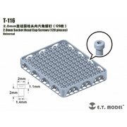 T-116 汎用 2.0mm径 六角穴付きボルト 120個入 [ディテールアップパーツ]
