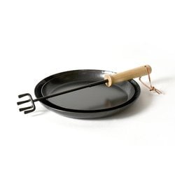 ファイヤーグリルパン セット（直径22cm1枚、直径25cm1枚、ハンドル） 収納袋付 K-10640