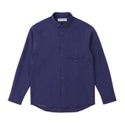 ギンガムサッカーのショートカラーシャツ 021045 A29 藍色 サイズ五（XL） [アウトドア シャツ ユニセックス]