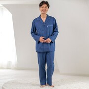 arakawa1886 甘撚り ストレッチ 二重ガーゼ ドット柄 メンズ パジャマ Mサイズ ネービー AKP202-13100AM