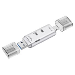 USB3.2 Gen1対応 Type-C＆Type-A接続 SD+microSDカードリーダー シルバー FCR-UC92SDSV