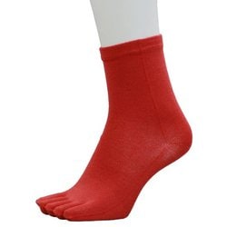 ランニングソックス 5本指 セミロング PSO-06 red Lサイズ(27-30cm) [ランニングウェア ソックス ユニセックス]