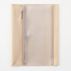 isshoni.ペンケース付ノートカバーPVC A5 Rベージュ N1937