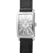 並行輸入品 2年保証 902QZ ロングアイランド銀レリーフ 黒レザーバンド