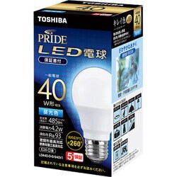 一般電球形LED電球 40W相当 配光角260°E26口金 昼光色 LDA4D-D-G/S40V1
