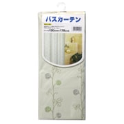 防水・防カビ バスカーテン 130cm幅×178cm丈 ラインフラワー柄 ブルー S-306