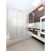 防水・防カビ バスカーテン 130cm幅×178cm丈 モロッカン柄 ホワイト DBC-130