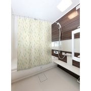 防水・防カビ バスカーテン 130cm幅×178cm丈 シンプルリーフ柄 グリーン DBC-132