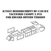 K72052 1/72 Bf110C/D/E バキュームキャノピー 開状態 （エデュアルド用） [プラモデル用パーツ]