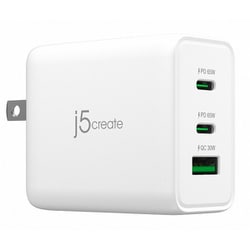 PD65W対応 GaN USB3ポート 急速充電器 ホワイト JUP3365