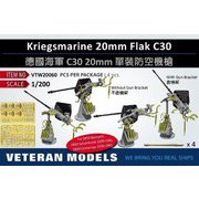 W20060 独海軍 C30 20mm 単装機銃 4個入 [1/200スケール プラモデル用パーツ]