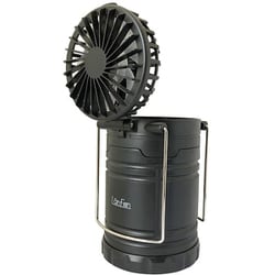 Ramasu（ラマス） 2in1 LEDランタン＆ファン 電池式 ストラップ付き・収納袋付き ランタン 扇風機 懐中電灯 ブラック RA-LF01