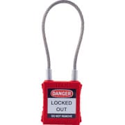 44950 [イファム ロックアウト用南京錠 スチールケーブル製シャックル 赤]