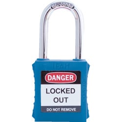 イファム ロックアウト用南京錠 スチール製シャックル 青 44740