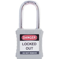 イファム ロックアウト用南京錠 スチール製シャックル 白 44660